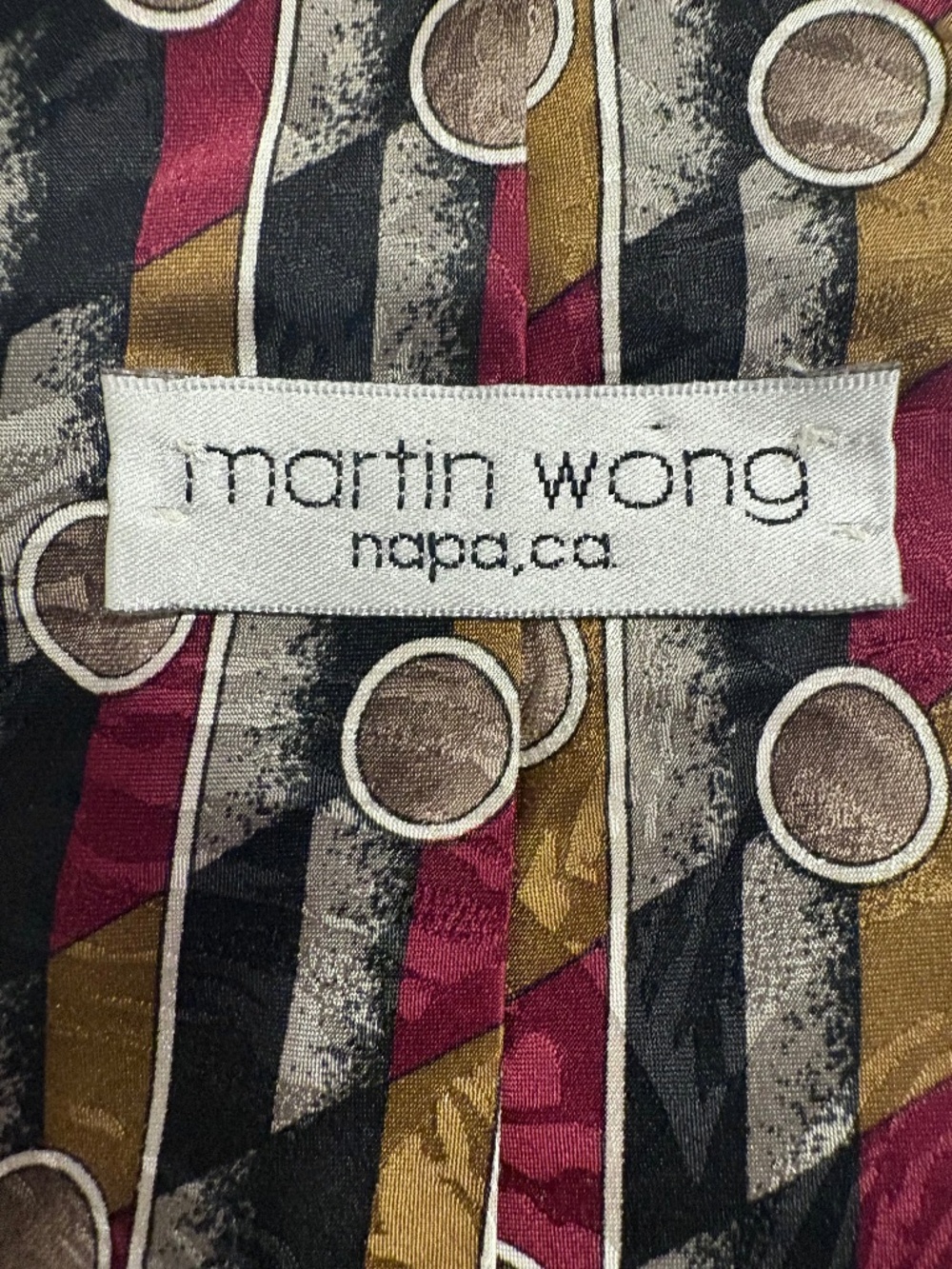 Vintage Martin Wong Napa CA Geometric Silk Blend Necktie Abstract Art Deco